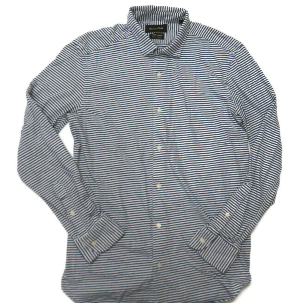 Massimo Dutti Button Up Shirt Mens Medium Blue